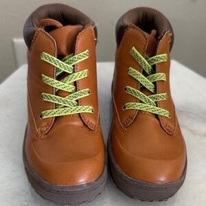 OshKosh B'gosh Tan Boots with Green Laces